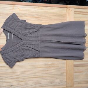 Burberry Brit Taupe Pleated 100% Silk Mini Dress